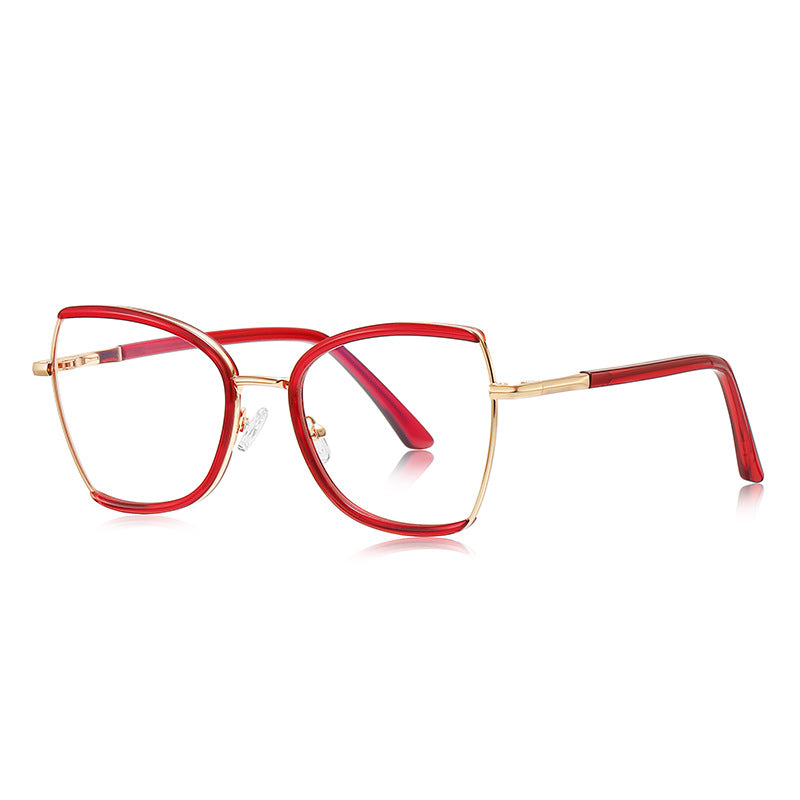 Acetate Liner Butterfly Blue Light Blocking Glasses in Gold with Ruby Red Liner