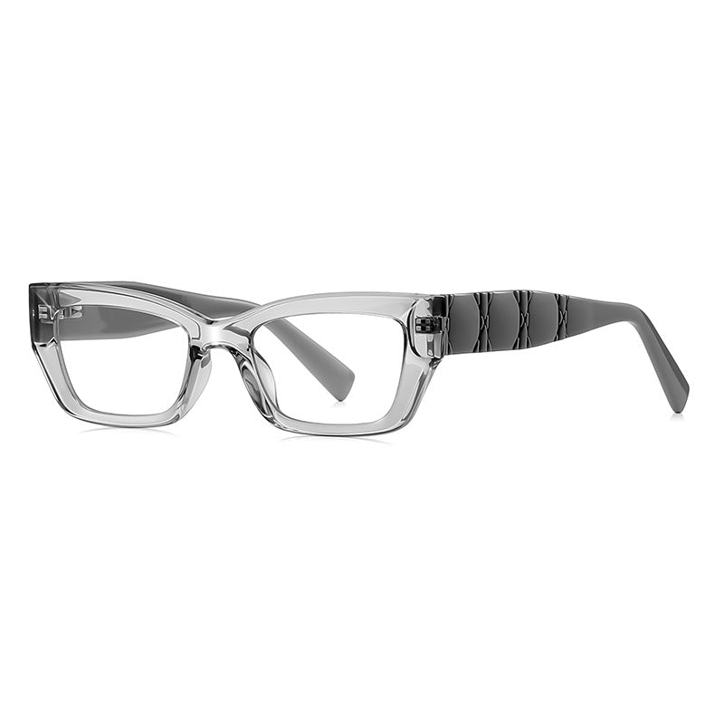 Cannage Quilted Cat Eye Blue Light Blocking Glasses in Translucent Smoke Grey