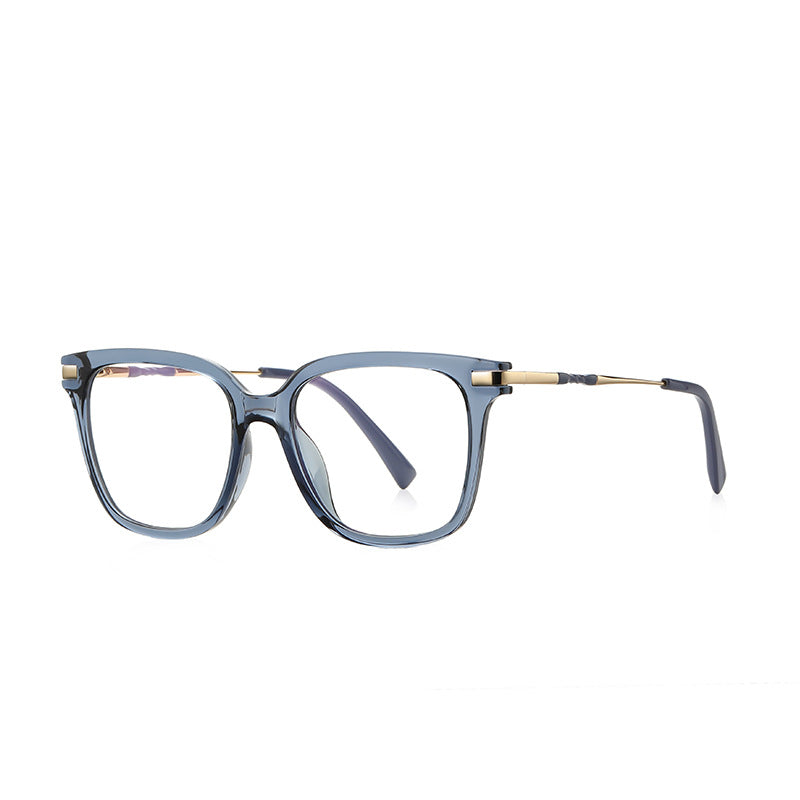 Twisted Temple Square Blue Light Blocking Glasses in Translucent Slate Blue