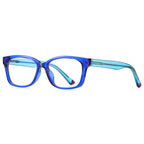 Contrast Temple Square Blue Light Blocking Glasses in Royal Blue with Turquoise Temples