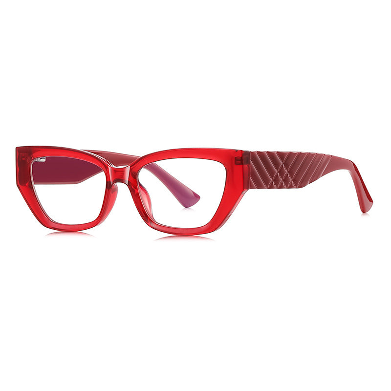 Chevron Quilted Cat Eye Blue Light Blocking Glasses in Translucent Ruby Red