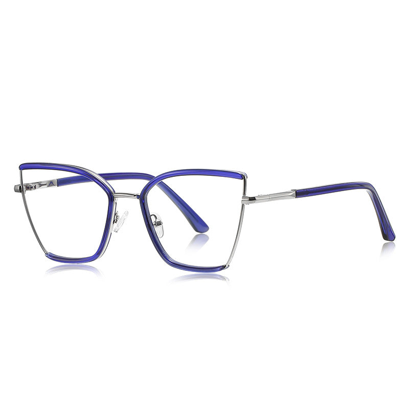 Enamel Trim Butterfly Blue Light Blocking Glasses in Silver & Royal Blue