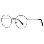 Enamel Rim Round Metal Blue Light Blocking Glasses in Gold & Midnight Purple Rim