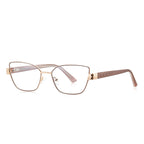 Filigree Metal Cat Eye Blue Light Blocking Glasses in Gold & Mauve Rose