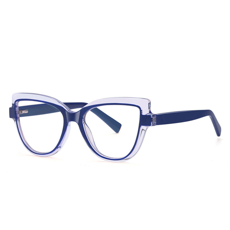 Crystal Halo Cat Eye Blue Light Blocking Glasses in Navy Blue & Crystal