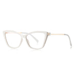 Crystal Link Cat Eye Blue Light Blocking Glasses in Milky Opal White & Gold