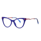 Wave Temple Cat Eye Blue Light Blocking Glasses in Royal Indigo Blue