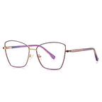 Fretwork Temple Butterfly Spring Hinge Blue Light Blocking Glasses in Royal Purple with Gold Bridge