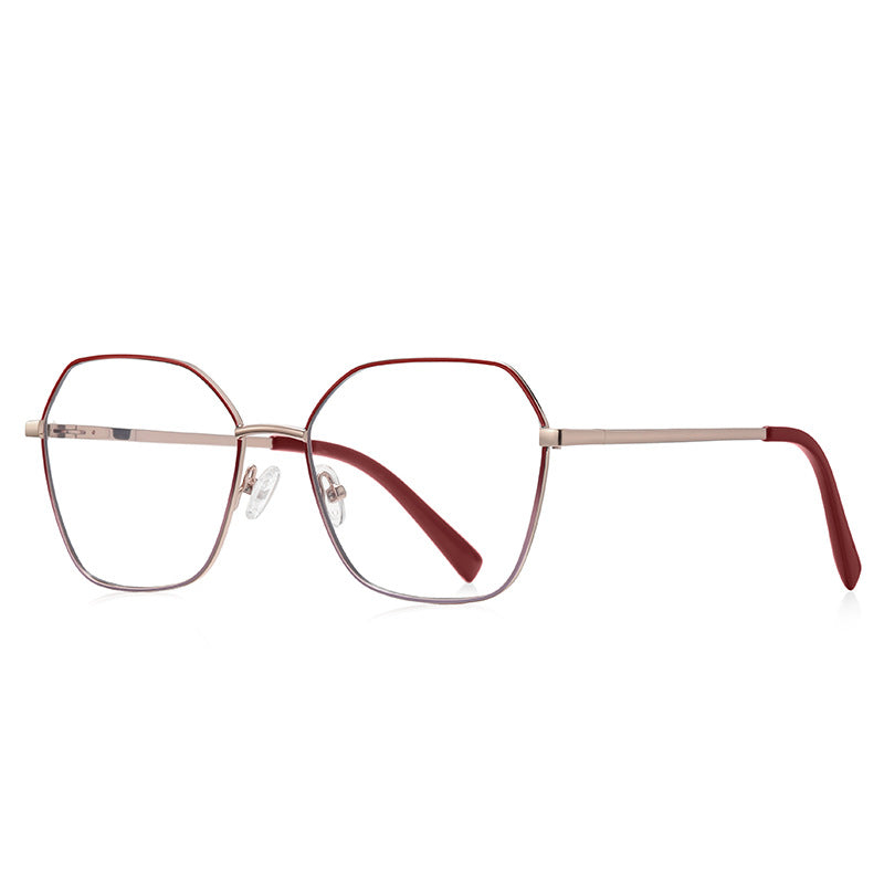 Enamel Rim Metal Butterfly Blue Light Blocking Glasses in Gold with Crimson Red Rim