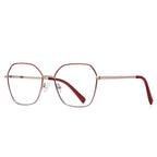 Enamel Rim Metal Butterfly Blue Light Blocking Glasses in Gold with Crimson Red Rim