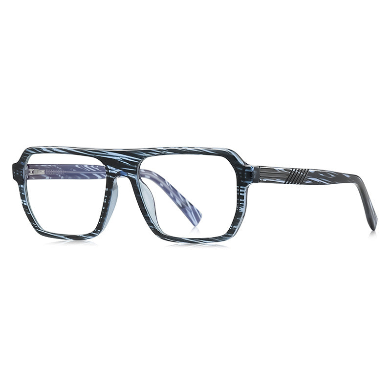 Grooved Temple Navigator Blue Light Blocking Glasses in Blue Marble Denim