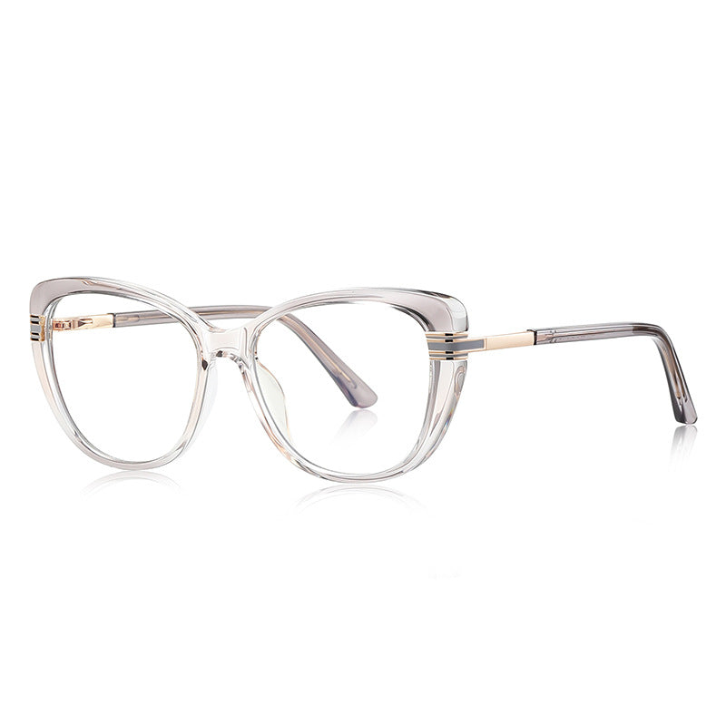 Two-Tone Cat Eye Blue Light Blocking Glasses in Smoke Grey & Clear