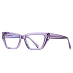 Angular Beveled Cat Eye Blue Light Blocking Glasses in Translucent Lilac Violet Purple