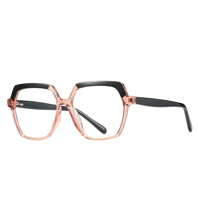 Geometric Hexagon Blue Light Blocking Glasses in Two-Tone Blush Pink & Black