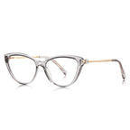 Baguette Crystal Cat Eye Blue Light Blocking Glasses in Smoke Grey