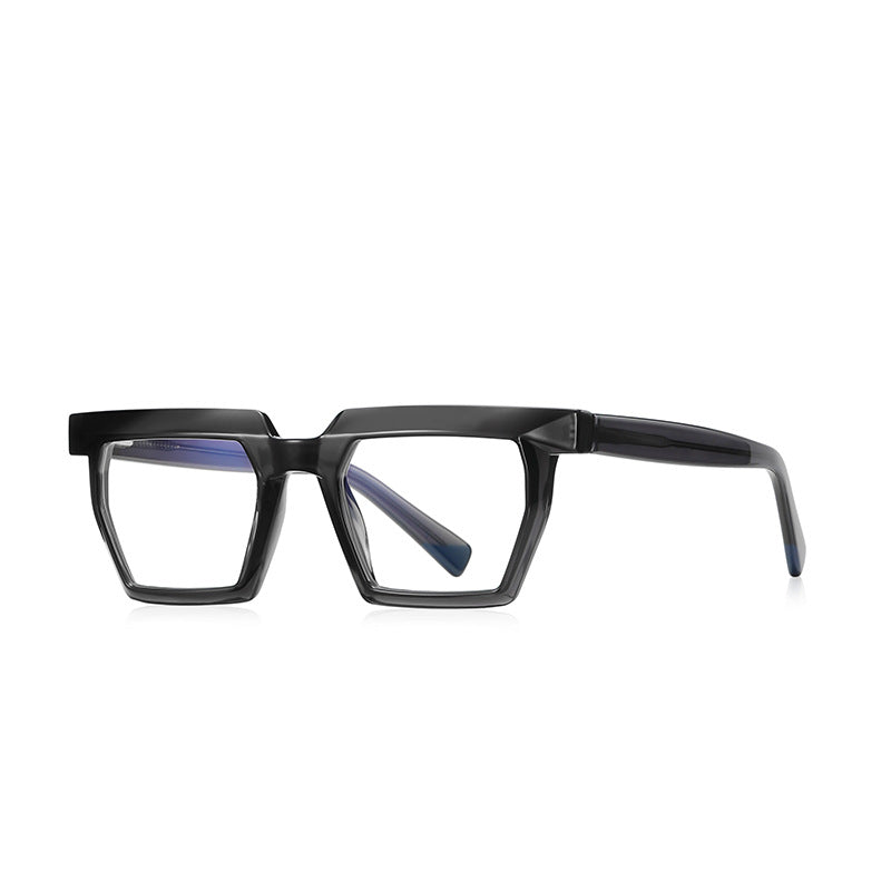 Chunky Acetate Square Beveled Rim Blue Light Blocking Glasses in Dark Gray Slate