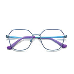 Enamel Rim Octagon Metal Blue Light Blocking Glasses in Gunmetal & Purple