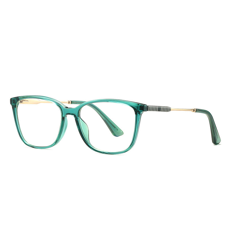 Gold Bridge Square Blue Light Blocking Glasses in Translucent Emerald Green