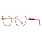 Wavy Temple Butterfly Blue Light Blocking Glasses in Gold with Burgundy Brow & Berry Temples