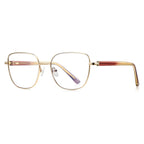 Enamel Rim Metal Square Blue Light Blocking Glasses in Gold with Pink/Amber Temples