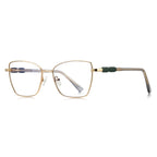 Beaded Temple Butterfly Blue Light Blocking Glasses in Gold with Olive Green Enamel
