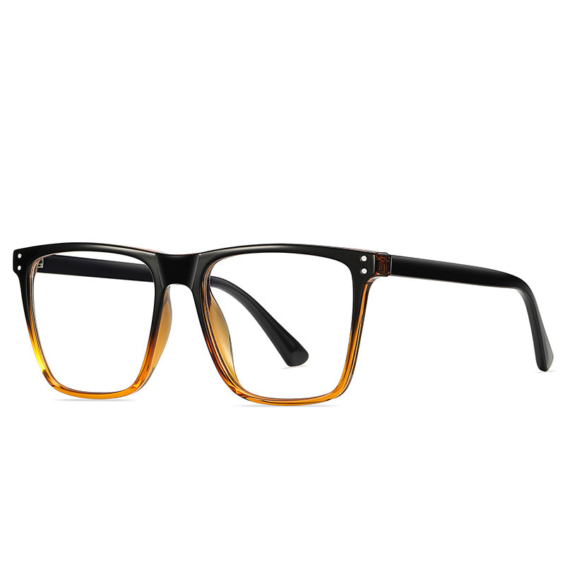 Dual Rivet Wire Core Square Blue Light Blocking Glasses in Black & Amber Gradient