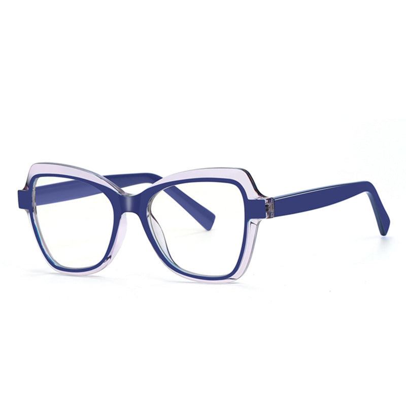 Layered Butterfly Blue Light Blocking Glasses in Royal Cobalt Blue & Clear