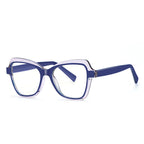 Layered Butterfly Blue Light Blocking Glasses in Royal Cobalt Blue & Clear