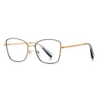 Braided Temple Metal Square Blue Light Blocking Glasses in Gold with Green Enamel Rim
