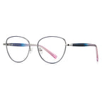 LENSVA Visible Spring Hinge Round Blue Light Glasses in Gradient Teal and Silver