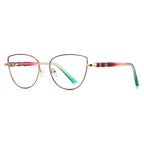 Twisted Temple Butterfly Blue Light Blocking Glasses in Gold with Burgundy Enamel Rim