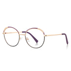 Perforated Brow Round Blue Light Blocking Glasses in Rose Gold with Blush Pink/Rose Gold Perforated Brow