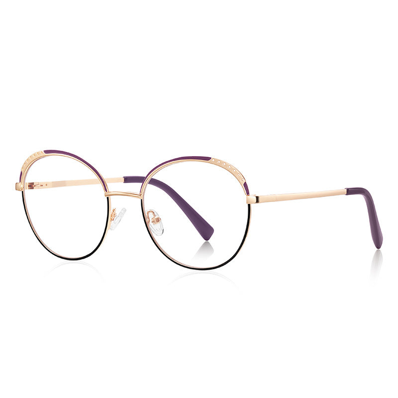 Perforated Brow Round Blue Light Blocking Glasses in Rose Gold with Blush Pink/Rose Gold Perforated Brow