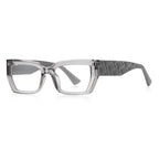 Woven Temple Square Blue Light Blocking Glasses in Smoke Grey