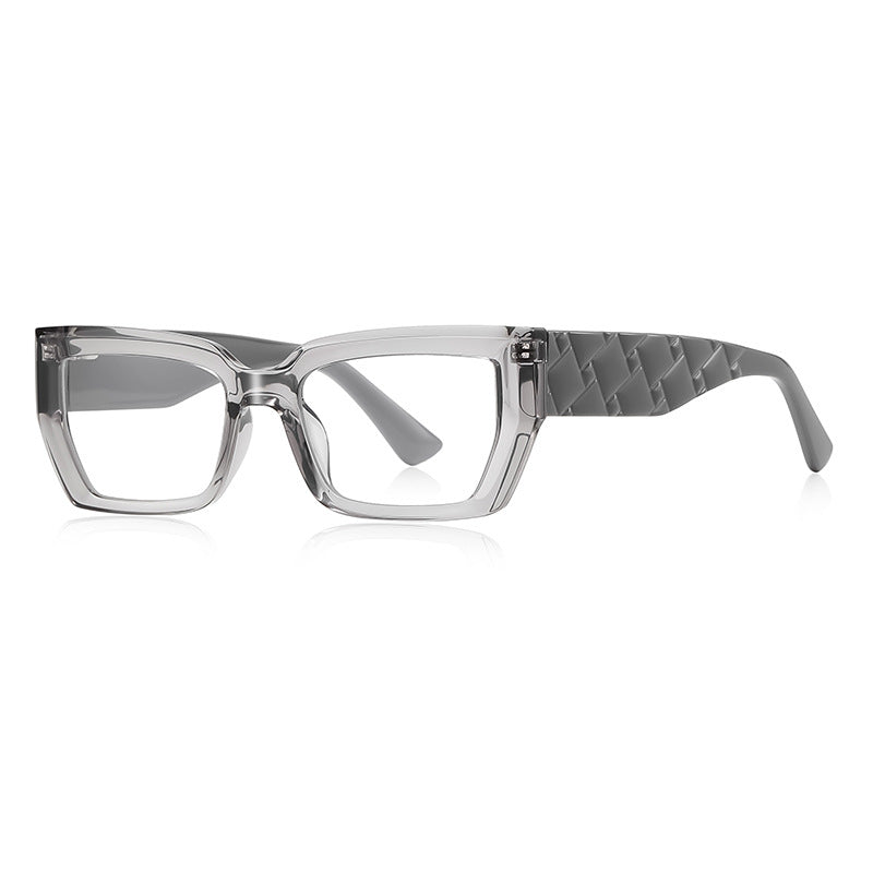 Woven Temple Square Blue Light Blocking Glasses in Smoke Grey