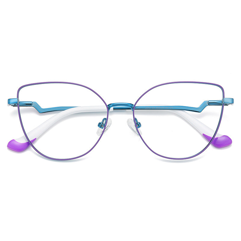 Zigzag Cat Eye Blue Light Blocking Glasses in Teal & Purple