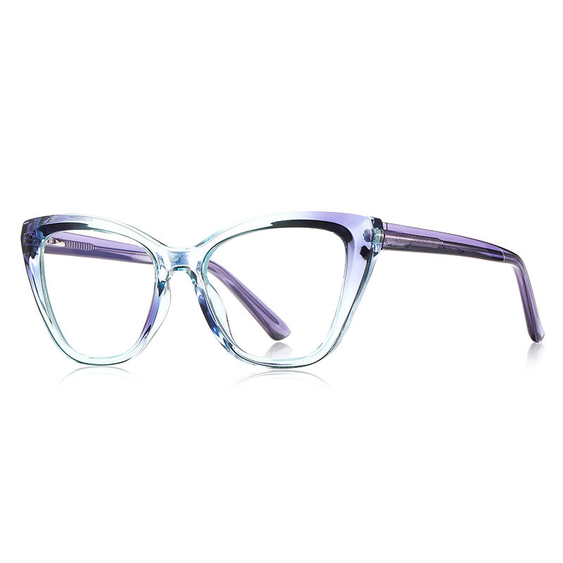 High-Point Cat Eye Blue Light Blocking Glasses in Aqua Mint Gradient