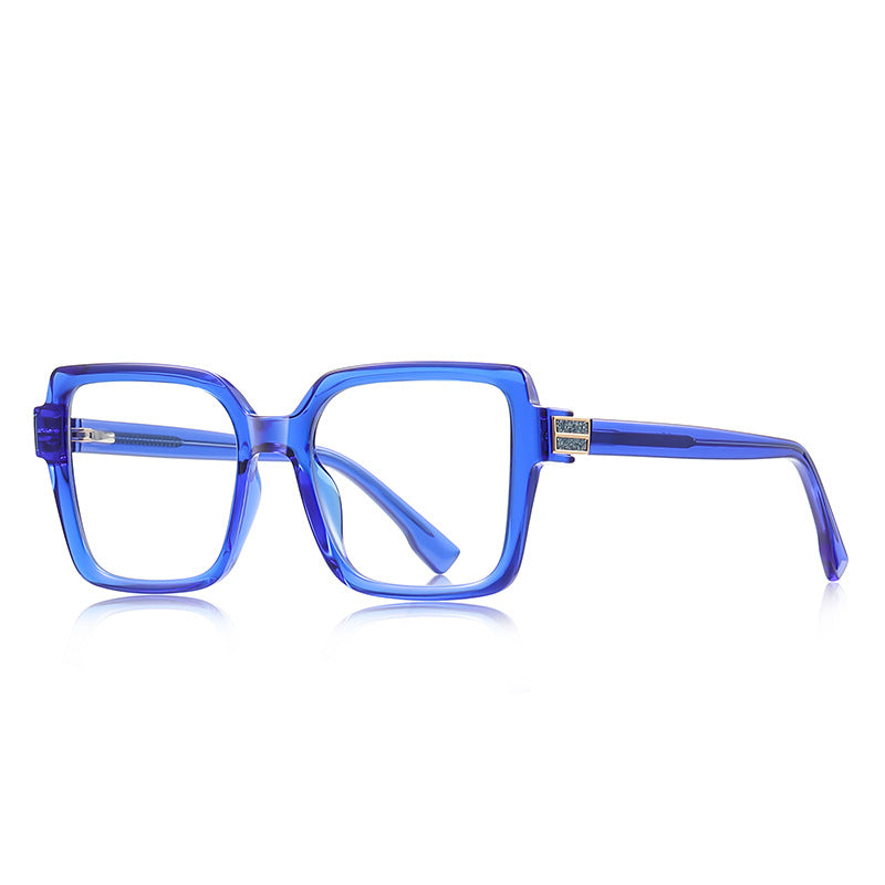 Crystal Accent Square Blue Light Blocking Glasses in Cobalt Blue