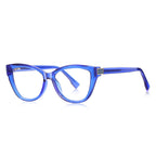 Crystal Accent Cat Eye Blue Light Blocking Glasses in Translucent Cobalt Blue