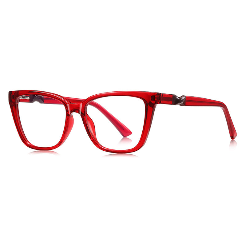 LENSVA Twisted Knot Cat Eye Blue Light Glasses in Crimson Red