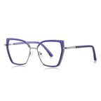 Windsor Rim Cat Eye Blue Light Blocking Glasses in Silver & Cobalt Blue