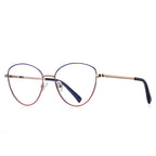Enamel Rim Round Butterfly Blue Light Blocking Glasses in Silver & Crimson Red