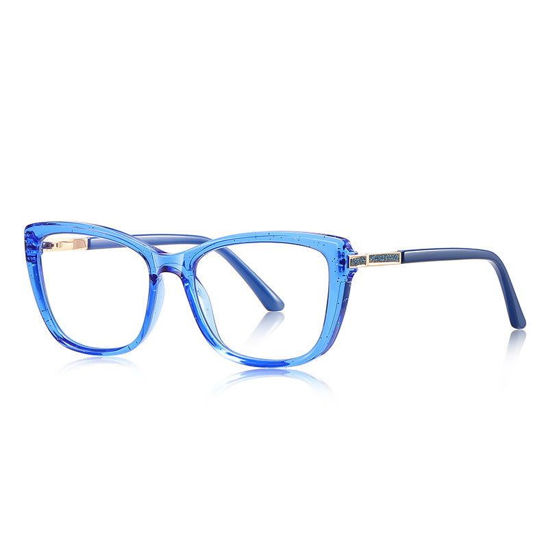 Pavé Bar Square Blue Light Blocking Glasses in Royal Cobalt Blue