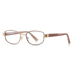 Vintage Metal Rectangle Blue Light Blocking Glasses in Bronze &amp; Mocha Brown