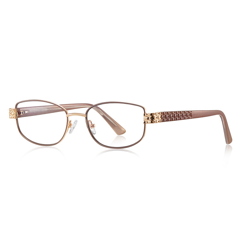 Vintage Metal Rectangle Blue Light Blocking Glasses in Bronze &amp; Mocha Brown