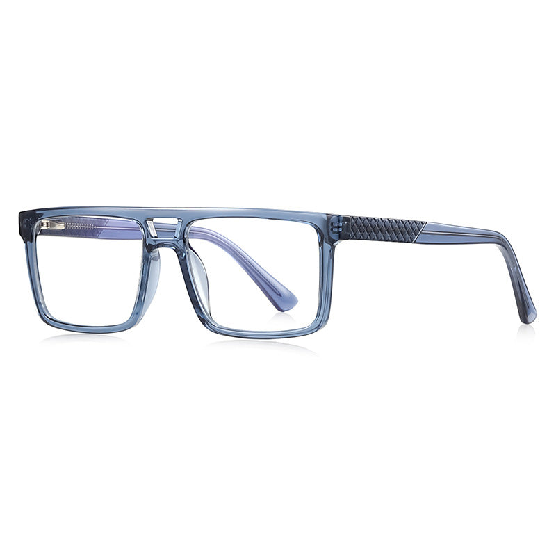 Quilted Temple Navigator Blue Light Blocking Glasses in Translucent Slate Denim Blue