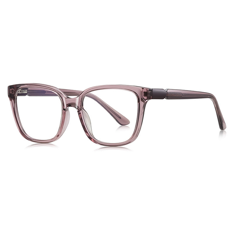 Barrel Hinge Square Blue Light Blocking Glasses in Translucent Amethyst Purple with Purple Barrel Hinge