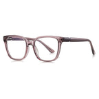 Barrel Hinge Square Blue Light Blocking Glasses in Translucent Amethyst Purple with Purple Barrel Hinge