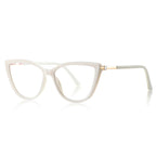 Barrel Hinge Cat Eye Blue Light Blocking Glasses in Milky Pearl White & Gold