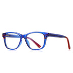 Racing Stripe Rectangle Blue Light Blocking Glasses in Blue with Red Stripe
